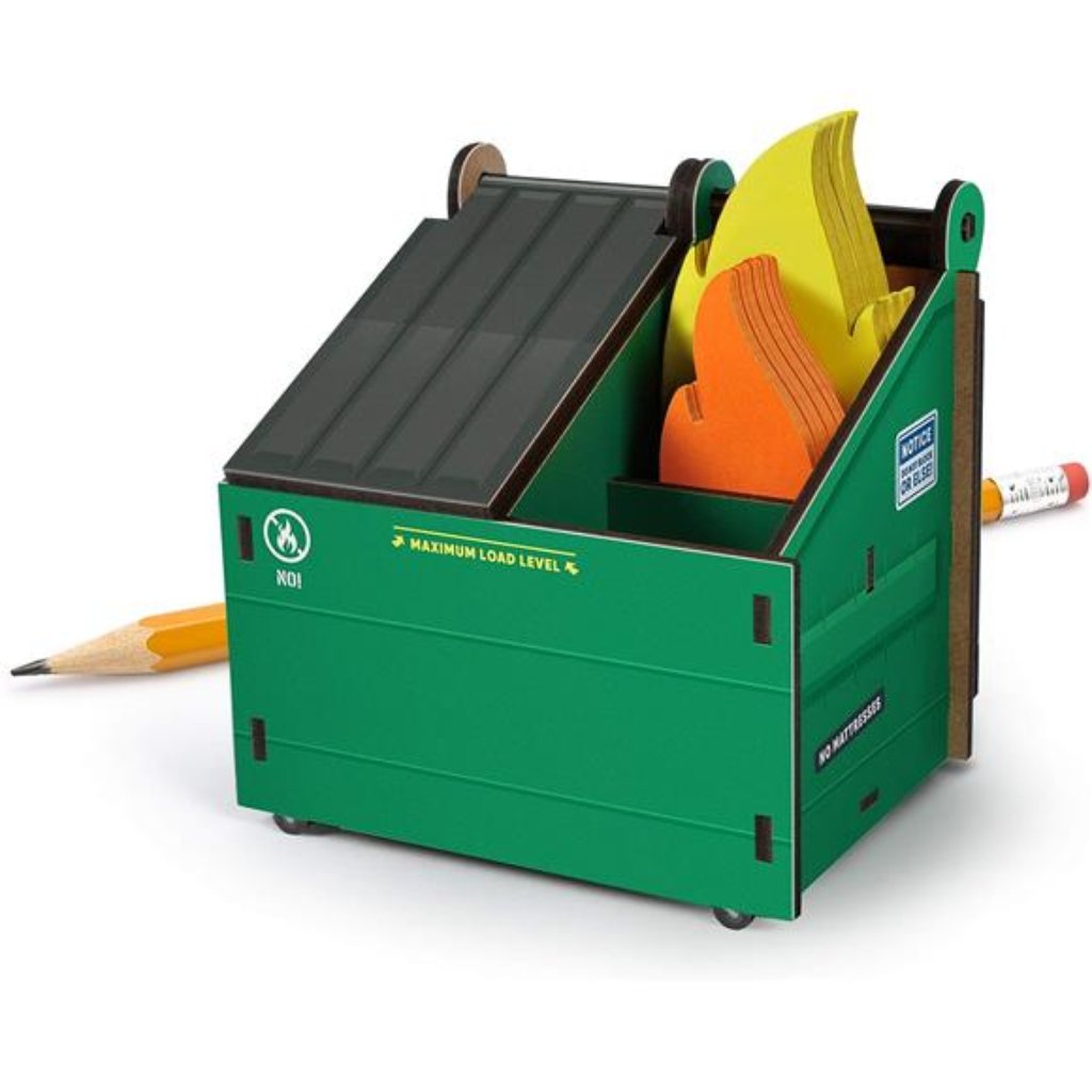 Desk Dumpster Pencil Holder With Note Cards, Assorted